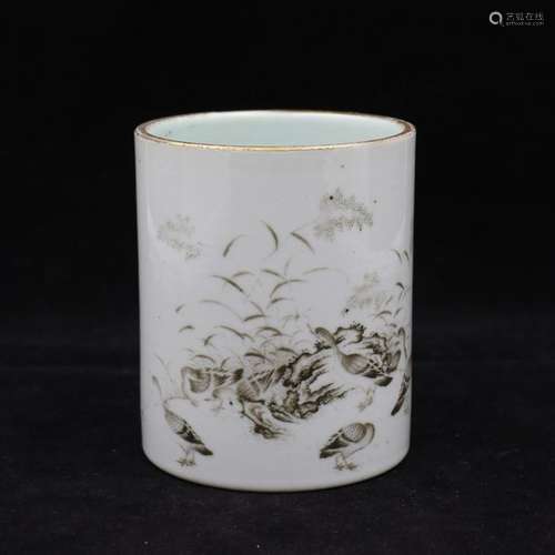 Chinese Porcelain Brush Pot Height 11 cm.