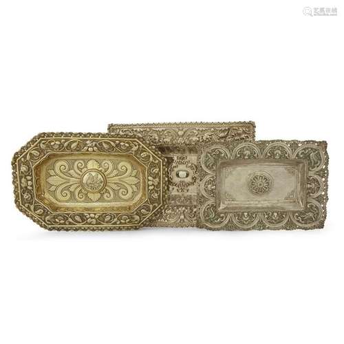 Three Spanish Colonial silver repoussé rectangular