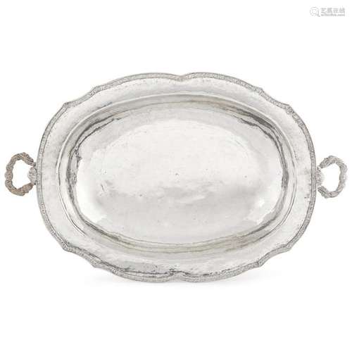 Spanish Colonial silver oblong serving dish, South