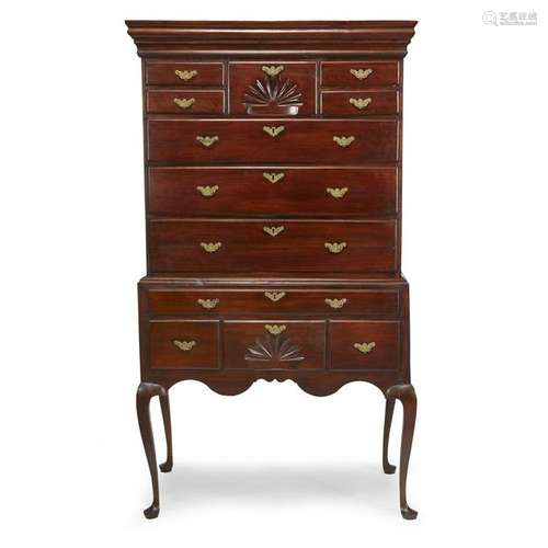 Queen Anne maple high chest, Connecticut, 18th century