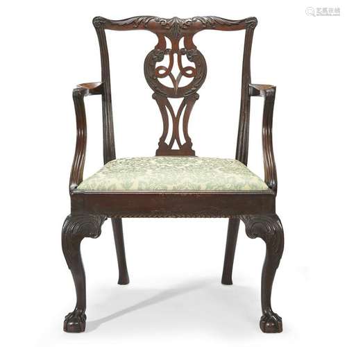 Chippendale carved mahogany armchair, possibly New