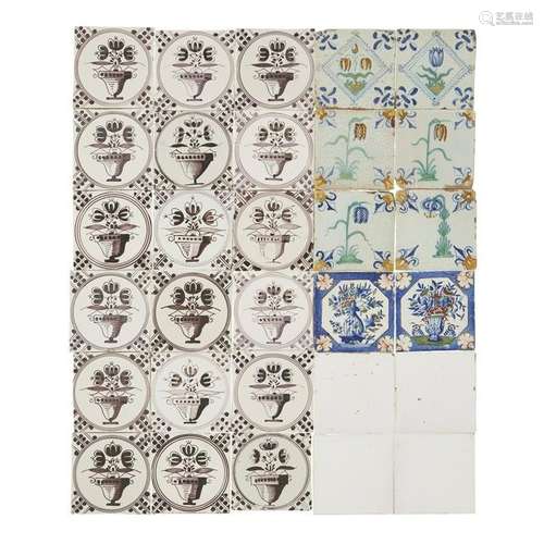 Group of twenty-two Dutch Delft manganese and