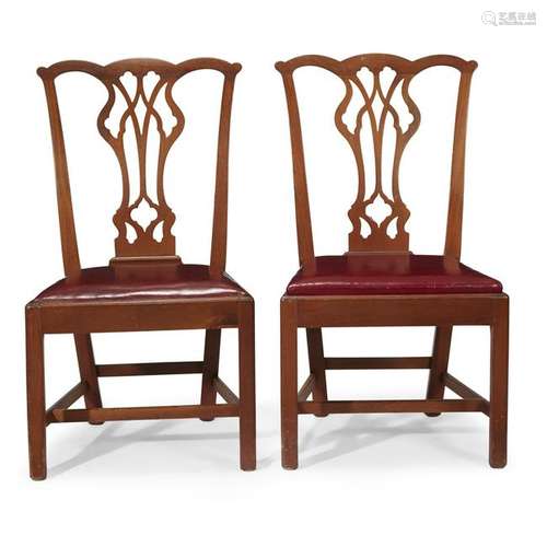 Pair of Chippendale walnut side chairs, Philadelphia,