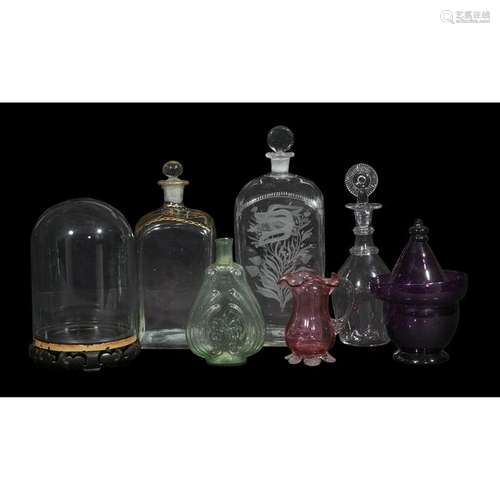 Group of seven glass tablewares , English and American,