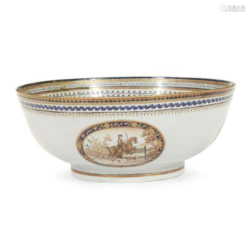 Rare Chinese Export porcelain Hunt bowl, circa 1780