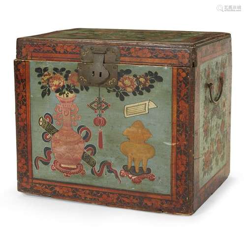 Chinese Export painted small chest, mid-19th century