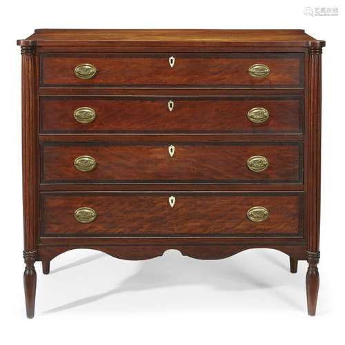 Federal inlaid cherrywood and bird's eye maple chest of