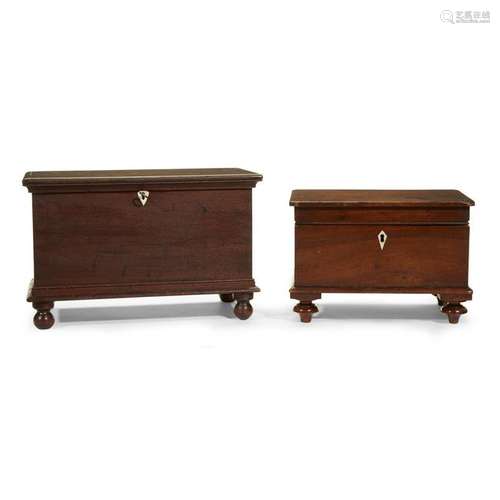 Two miniature Federal walnut chests, early 19th century