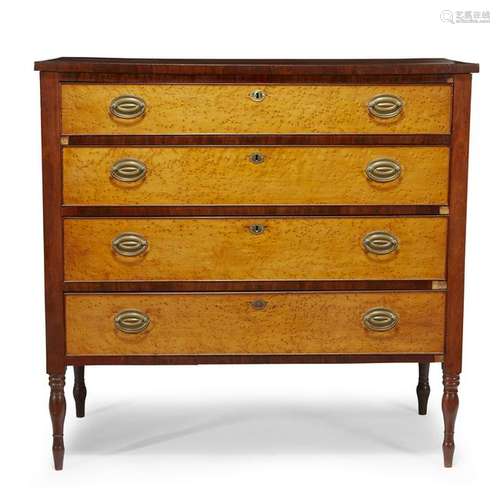 Federal burl maple and mahogany chest of drawers, New