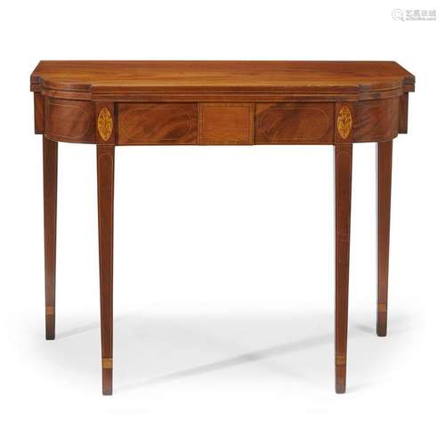 Federal inlaid mahogany card table, circa 1800