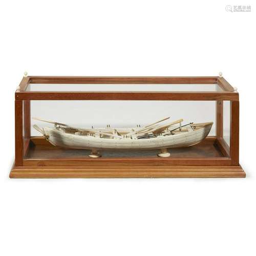 Whalebone model of a whale boat, late 19th/early 20th