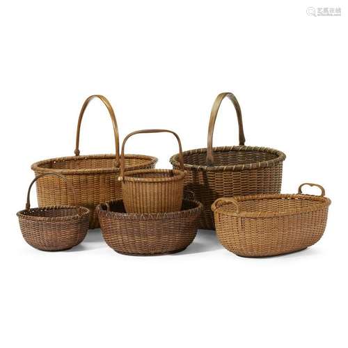 Group of six Nantucket Lightship baskets, Various