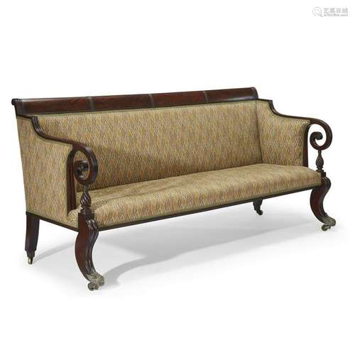 Classical mahogany sofa, Probably Boston, MA, circa