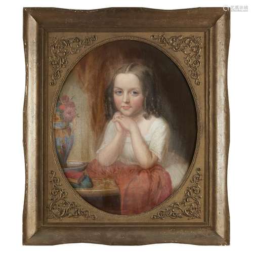 American School 19th century, Portrait of a young girl,