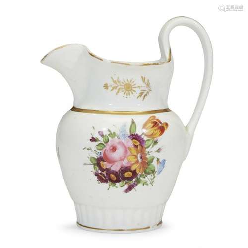 Gilt and enameled porcelain pitcher, Tucker and