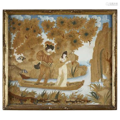 Needlework picture depicting The Lady of the Lake,