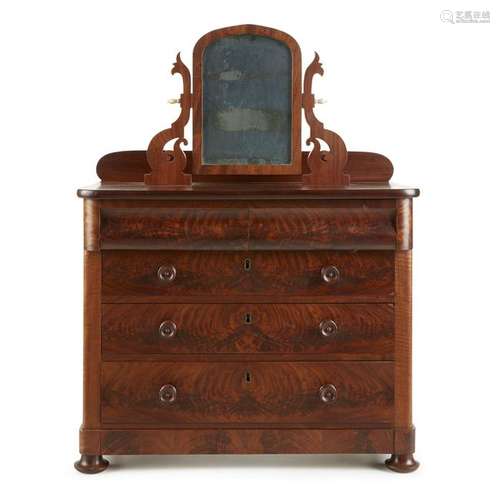 Miniature Classical figured mahogany chest of drawers