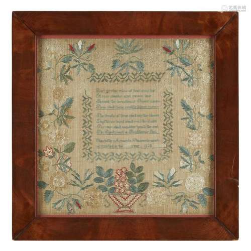 Needlework sampler, Inscribed and dated, 