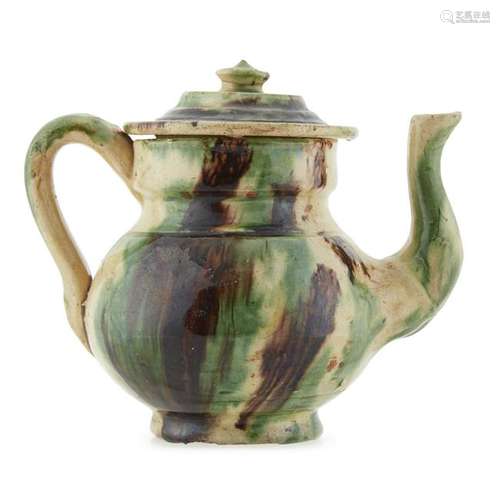 Shenandoah Valley glazed earthenware teapot, Attributed