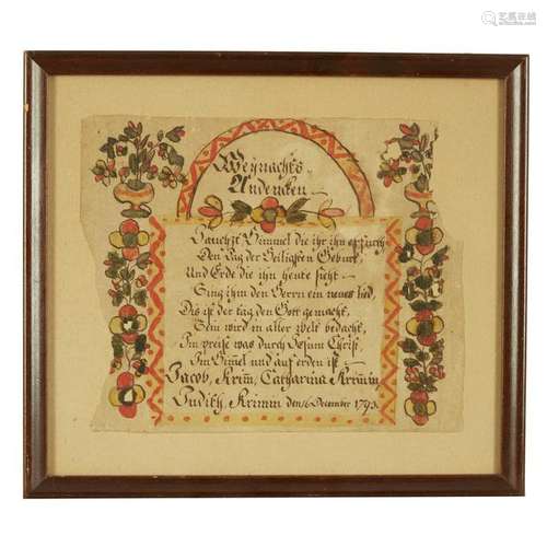 Attributed to the Blowsey Angel Artist , Two fraktur