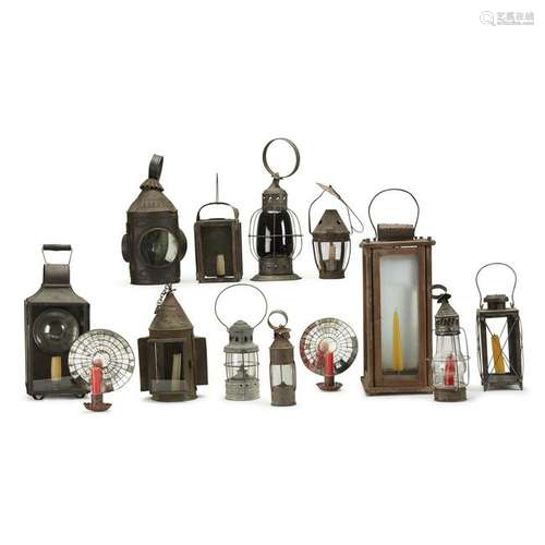 Collection of thirteen lighting devices, 18th/19th