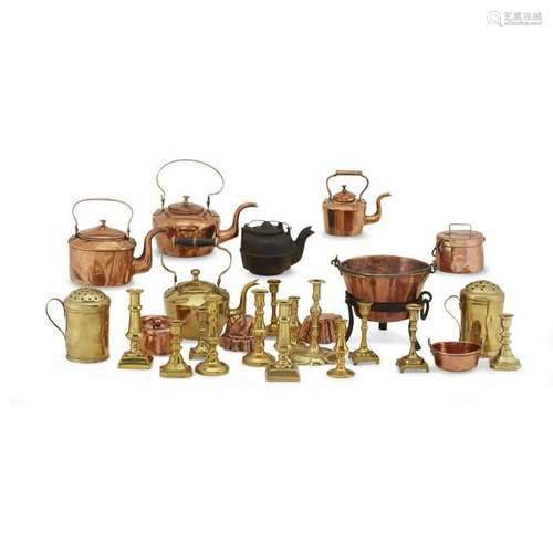 Collection of twenty-seven miniature copper, brass, and