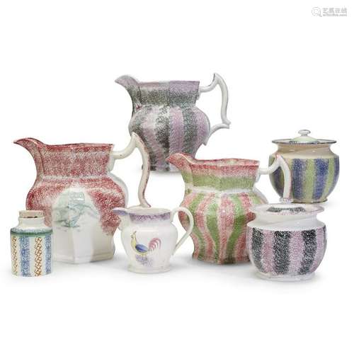 Group of seven Spatterware items, English, 19th century