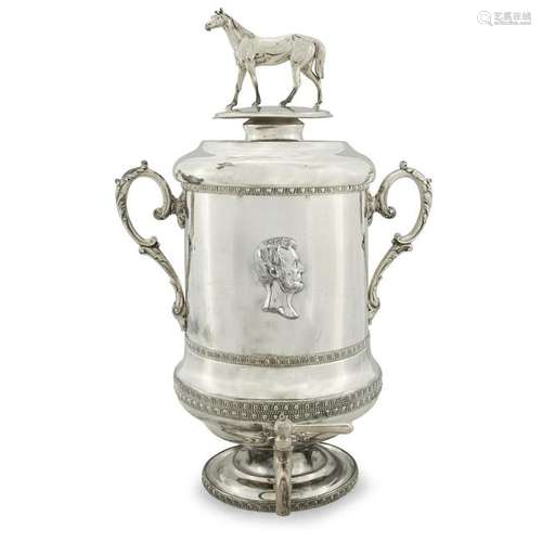 Large silver-plated presentation hot water urn, The