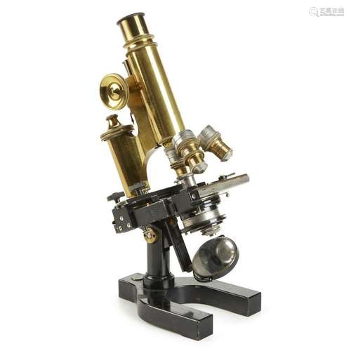 Brass compound monocular microscope, Bausch & Lomb