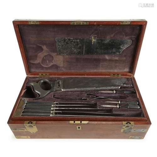 Brass-mounted mahogany surgical kit belonging to Dr.