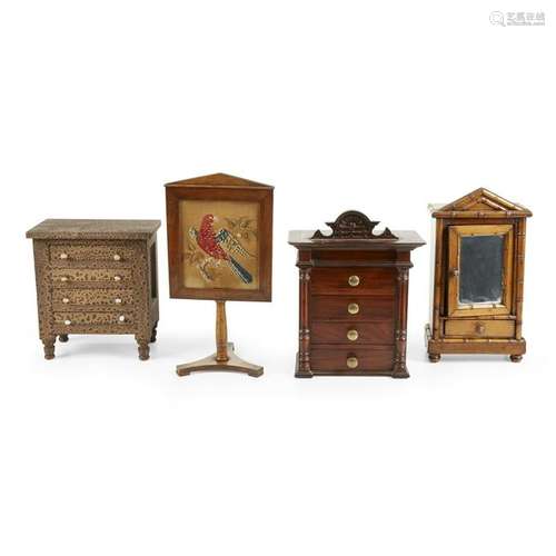 Group of four miniature furniture items, 19th century