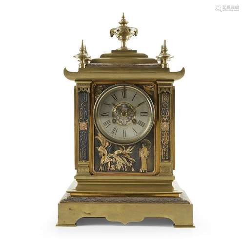 Aesthetic Japanesque brass clock , J. E. Caldwell &