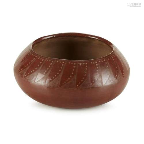 Rare San Ildefonso redware bowl, Possibly Juanita Vigil