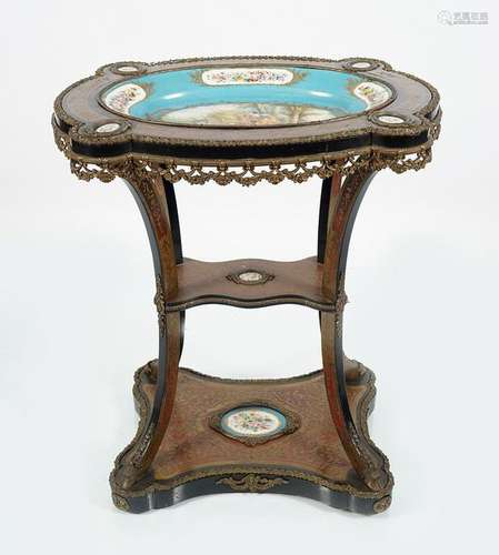 BOULLE ORMOLU MOUNTED & SEVRES PANELLED TABLE