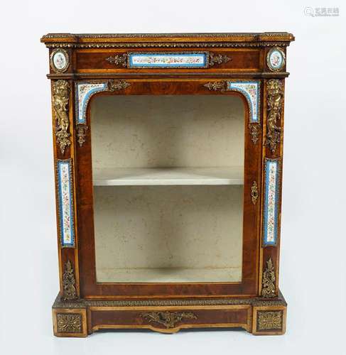 PAIR OF WALNUT AND ORMOLU MOUNTED CABINETS