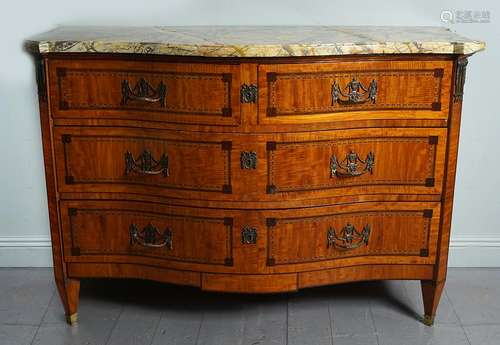 LOUIS XV STYLE SATINWOOD AND INLAID COMMODE