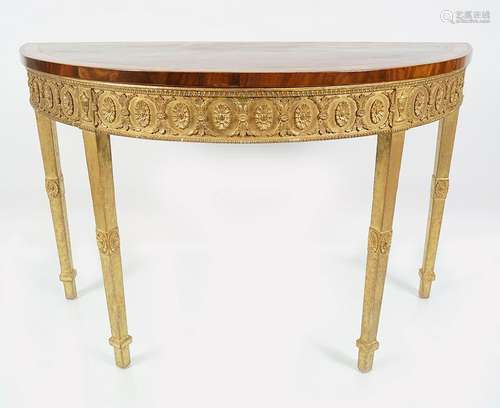 PAIR IRISH PERIOD MAHOGANY & GILT CONSOLE TABLES