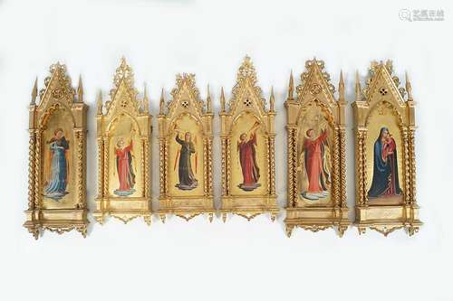 SET OF SIX REVERSE PAINTED GLASS ICONS