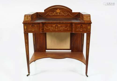 MAHOGANY AND MARQUETRY LADIES WRITING DESK