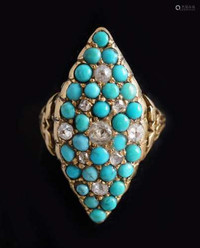 18 CT. TURQUOISE AND DIAMOND RING