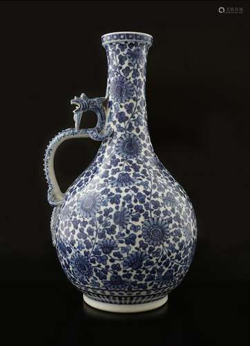 RARE CHINESE BLUE & WHITE PORCELAIN WINE EWER