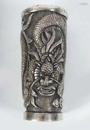 CHINESE SILVER WALKING STICK HANDLE