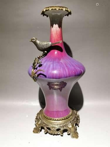 A European Flambe Glazed Porcelain Vase