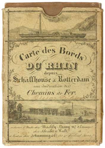 Card des Bords du Rhin Schaffhouse à RotterdamBasel, um 1850. Lithographierte Faltkarte in