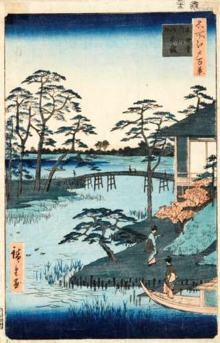 Hiroshige I Ando1797 - 1858Japan 19. Jh. Farbholzschnitt im vertikalen Oban-Format, gerahmt. Aus der