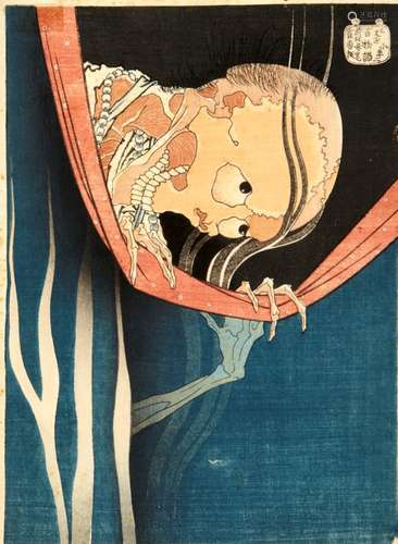 Hokusai Katsushika1760 - 1849Japan 19.Jh. Farbholzschnitt im vertikalen Chuban-Format, gerahmt.