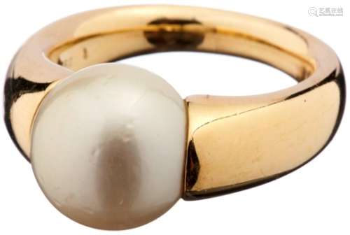 Perlen-RingGelbgold 750. 1 Südsee-Kulturperle, D ca. 13 mm. Ringgrösse 60. Perle mit leichten