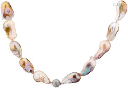 Perlen-Collier20 barocke Süsswasser-Kulturperlen, multicolor. Perlen-Länge ca. 23 - 30 mm. An