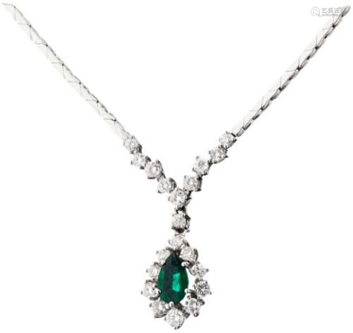 Smaragd-Diamant-CollierWeissgold 750, gestempelt 