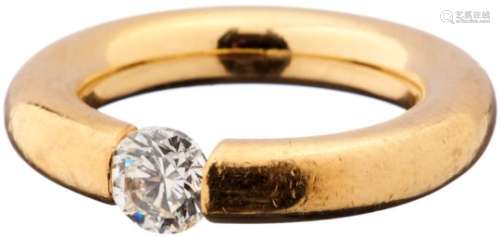 Diamant-SpannringGelbgold 750. 1 Brillant, ca. 0.88 ct, ca. H/VS. Ringgrösse 57. 16.6 g.- - -20.00 %